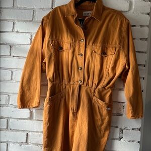 Women's Orange Utility Jacket PASHU collared cargo suit SKIRT